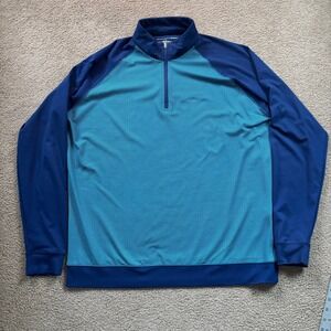 Holderness & Bourne Performance Quarter Zip Pullover Mens Large Blue Green Golf